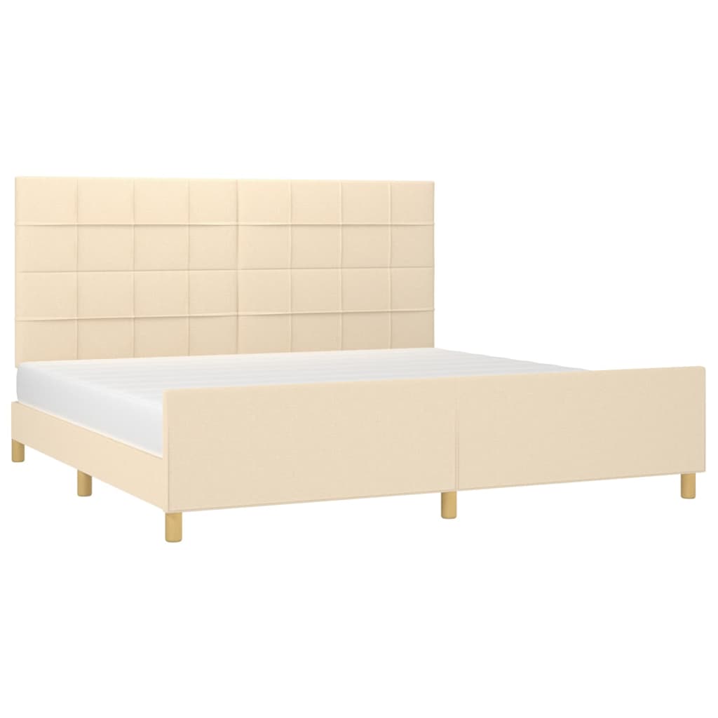 Estrutura de cama sem colchão 200x200 cm tecido cor creme