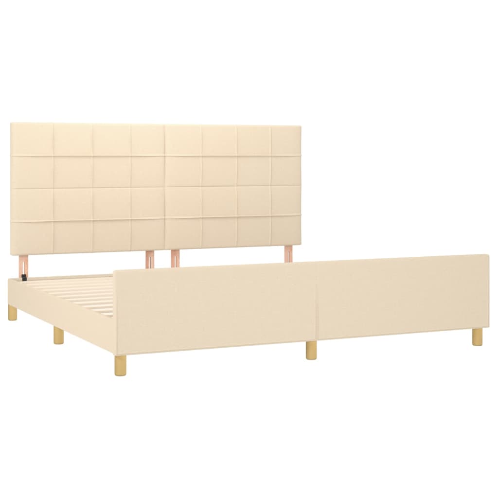 Estrutura de cama sem colchão 200x200 cm tecido cor creme