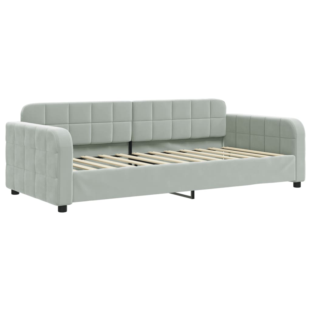 Sofá-cama com colchão 90x200 cm veludo cinzento-claro