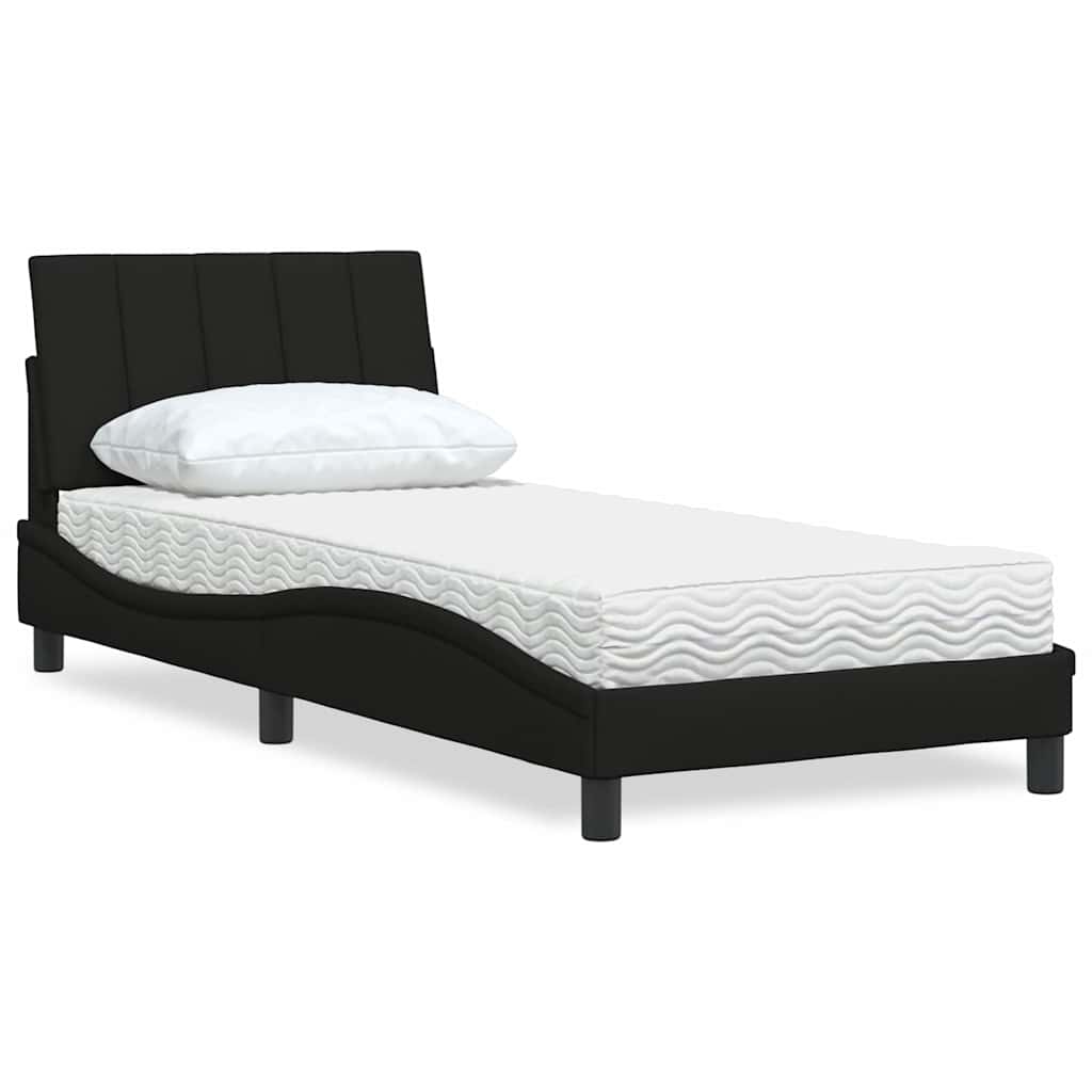 Cama com colchão hanko 90x190 cm tecido preto
