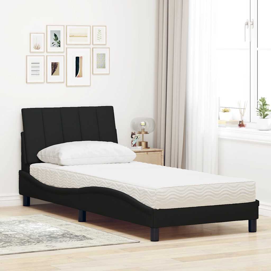 Cama com colchão hanko 90x190 cm tecido preto