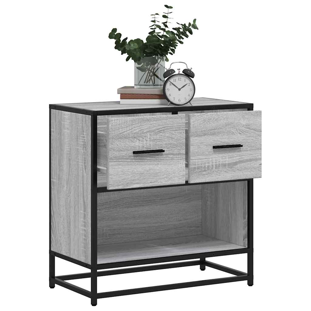 Mesa de cabeceira sonoma 60x31x60 cm madeira e metal cinzento