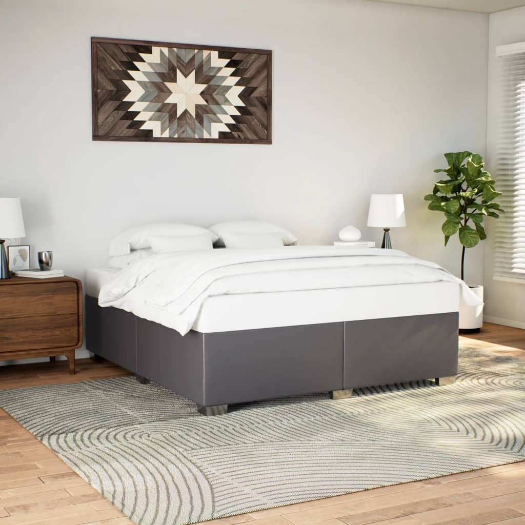 Estrutura de cama 200x200cm couro artificial cinzento