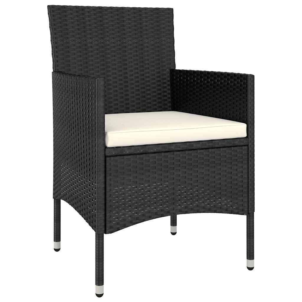 5 Pcs conjunto lounge de jardim vime PE preto