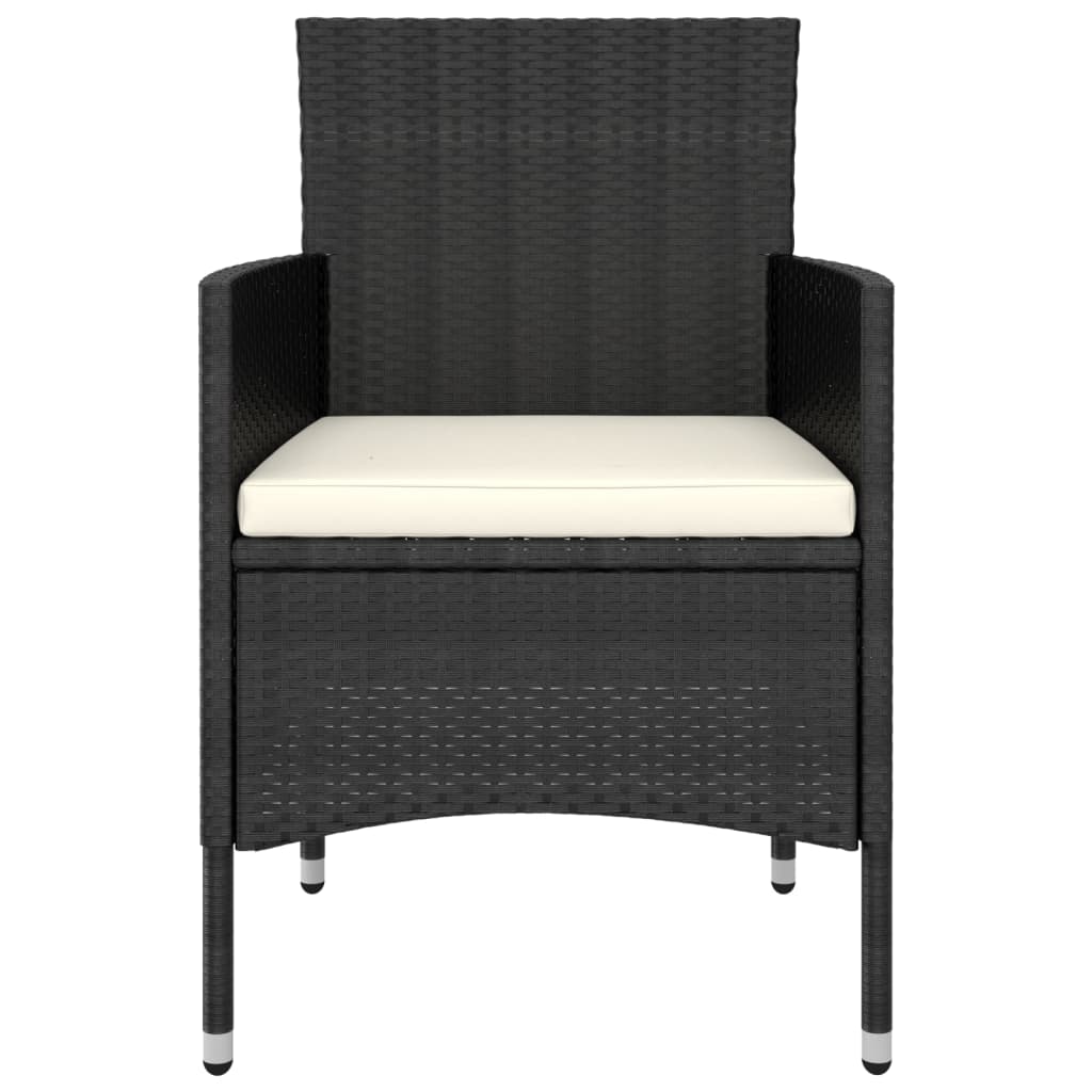 5 Pcs conjunto lounge de jardim vime PE preto