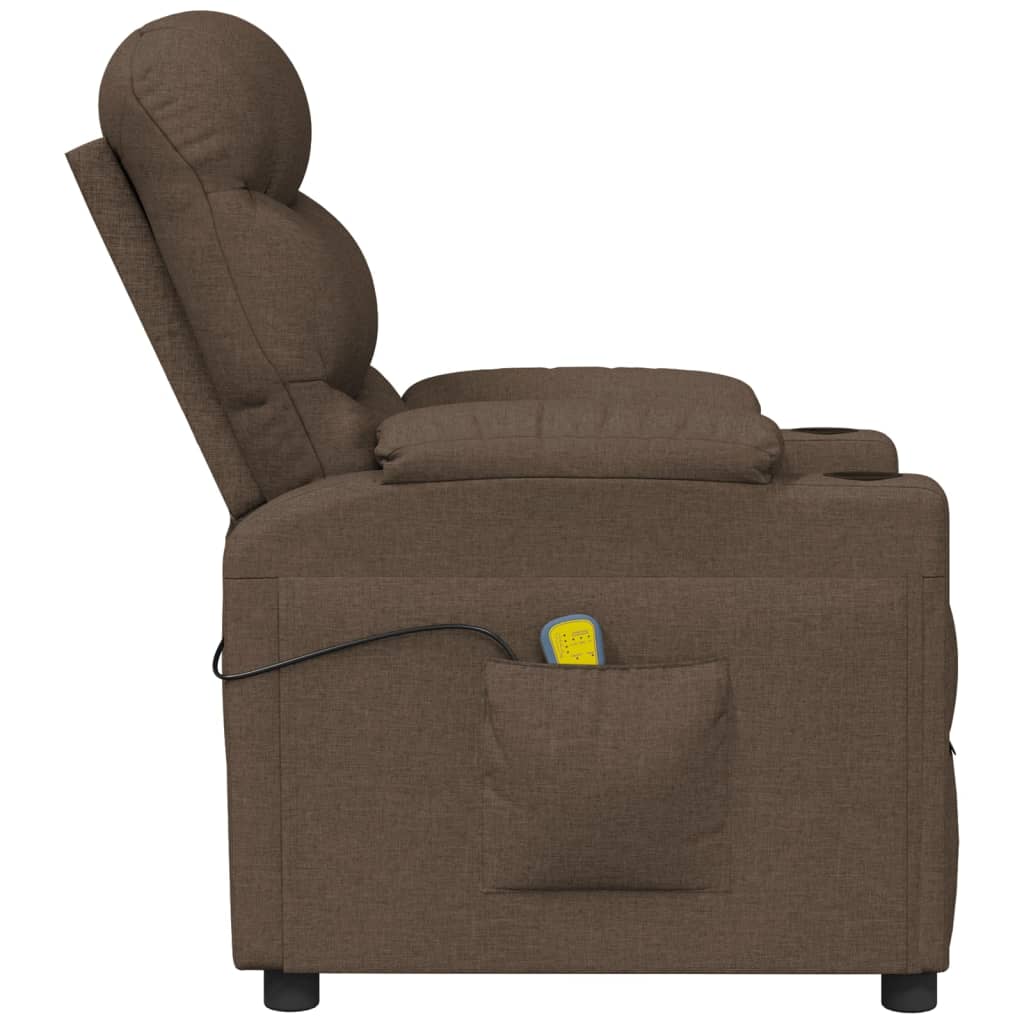 Poltrona de massagens reclinável tecido castanho