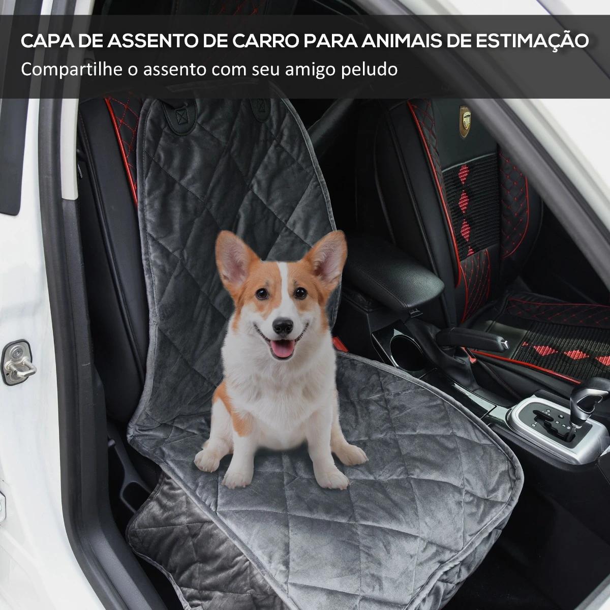 Capa de Assento Dianteiro de Carro para Cães Protetor Antiderrapante com Fixação e Correia Envolvente para Caminhões Furgões SUV
