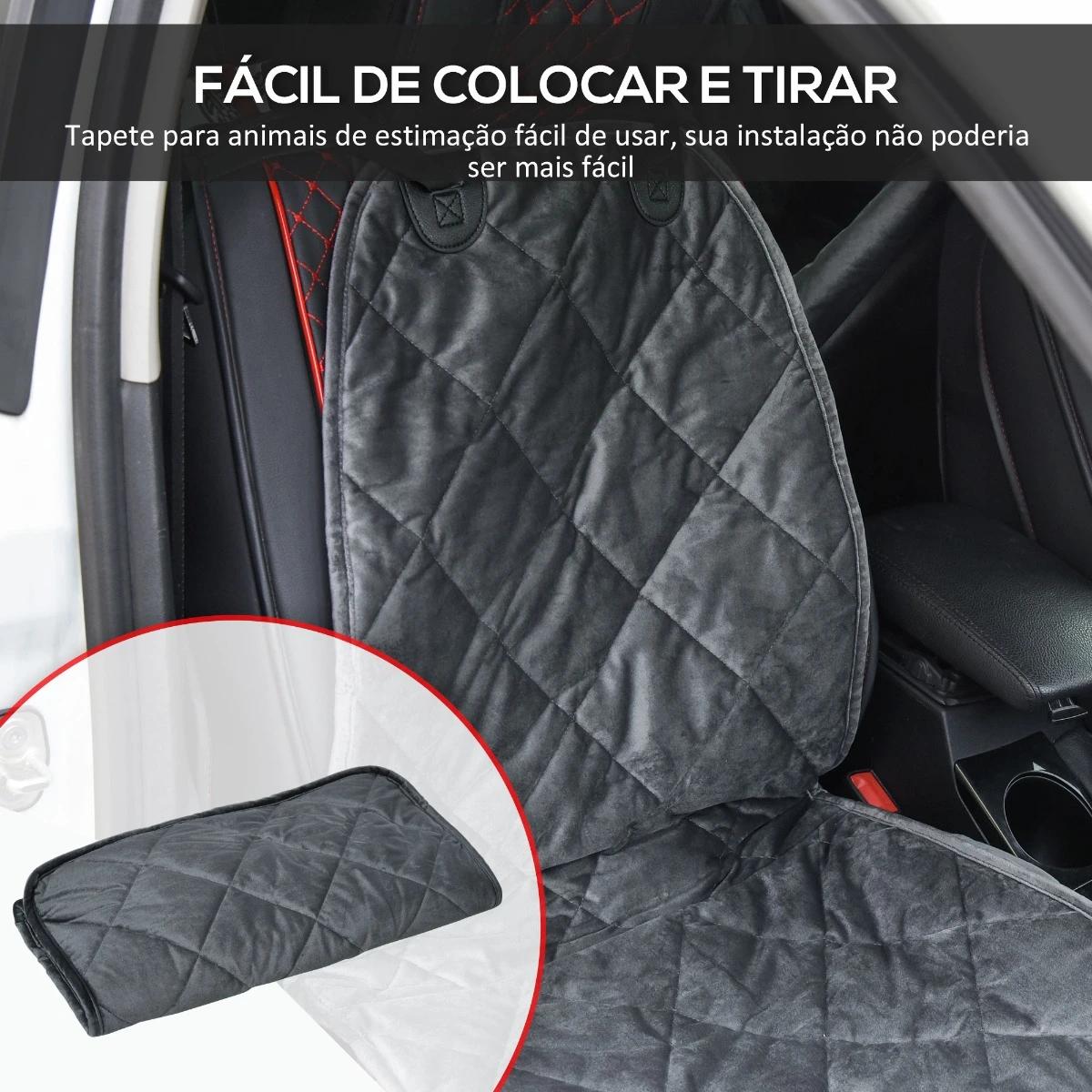Capa de Assento Dianteiro de Carro para Cães Protetor Antiderrapante com Fixação e Correia Envolvente para Caminhões Furgões SUV
