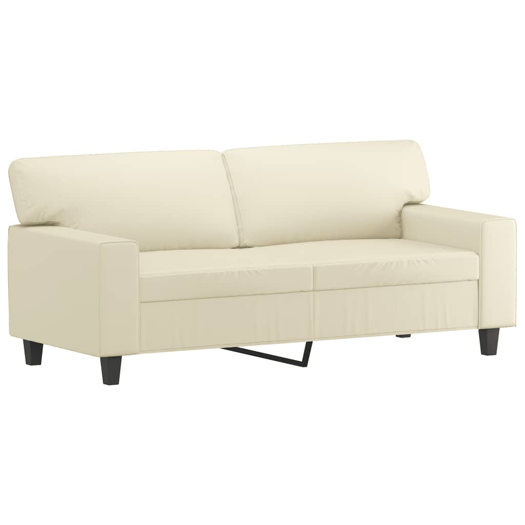 Sofá 2 lugares + almofadas decorativas 140cm couro artif. creme