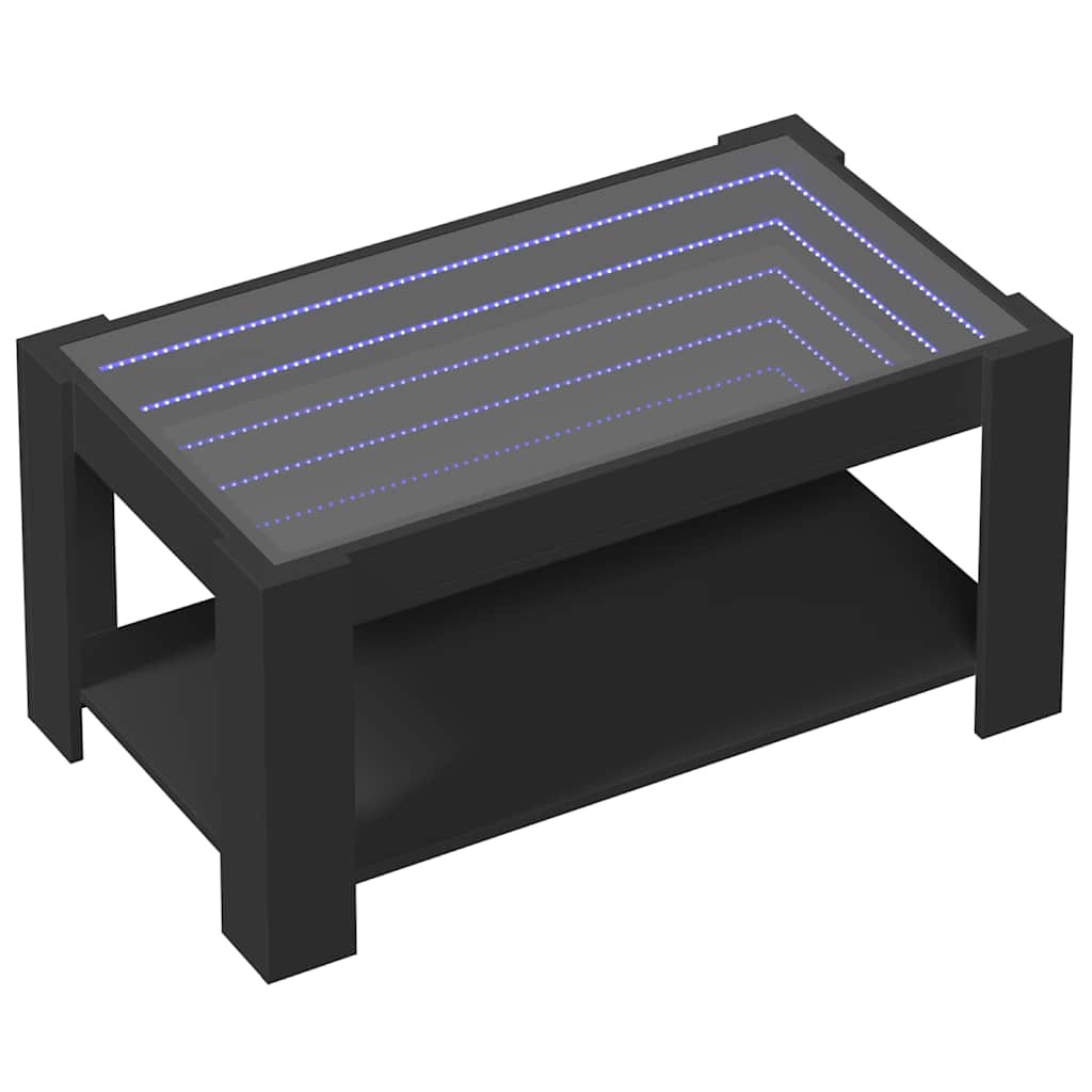 Mesa de centro c/ leds 93x53x45 cm madeira processada preto