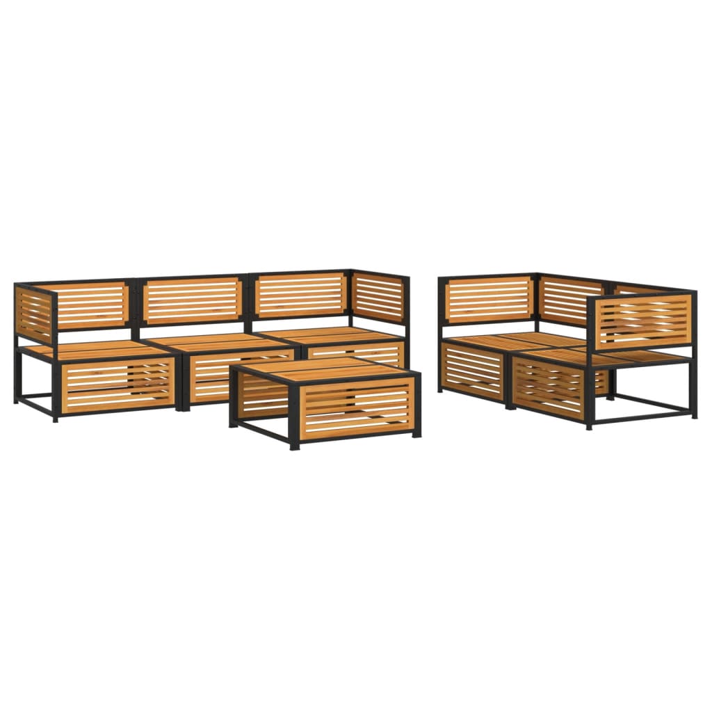 6 Pcs conjunto de sofás de jardim com almofadões acácia maciça