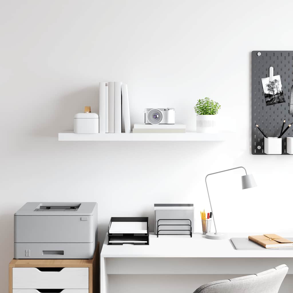Prateleira de parede suspensa 90x23,5x3,8 cm MDF branco