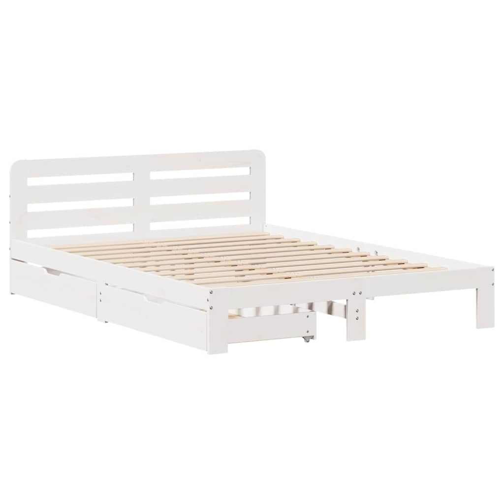 Cama sem colchão 135x190 cm madeira de pinho maciça branco