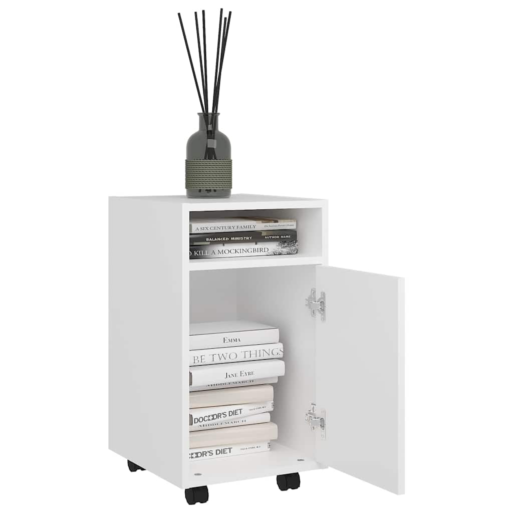 Móvel de apoio com rodas 33x38x60 cm contraplacado branco