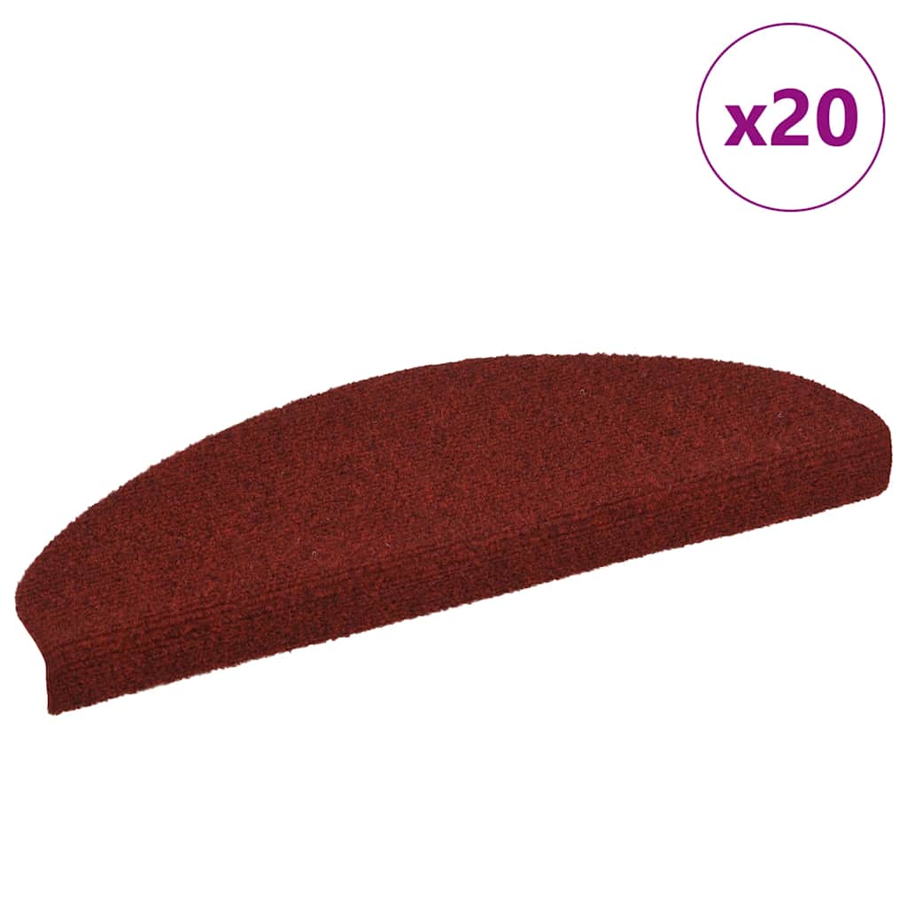 Tapetes de escada autoadesivos 20 peças 65x21x4 cm vermelho bordô meio redondo grande