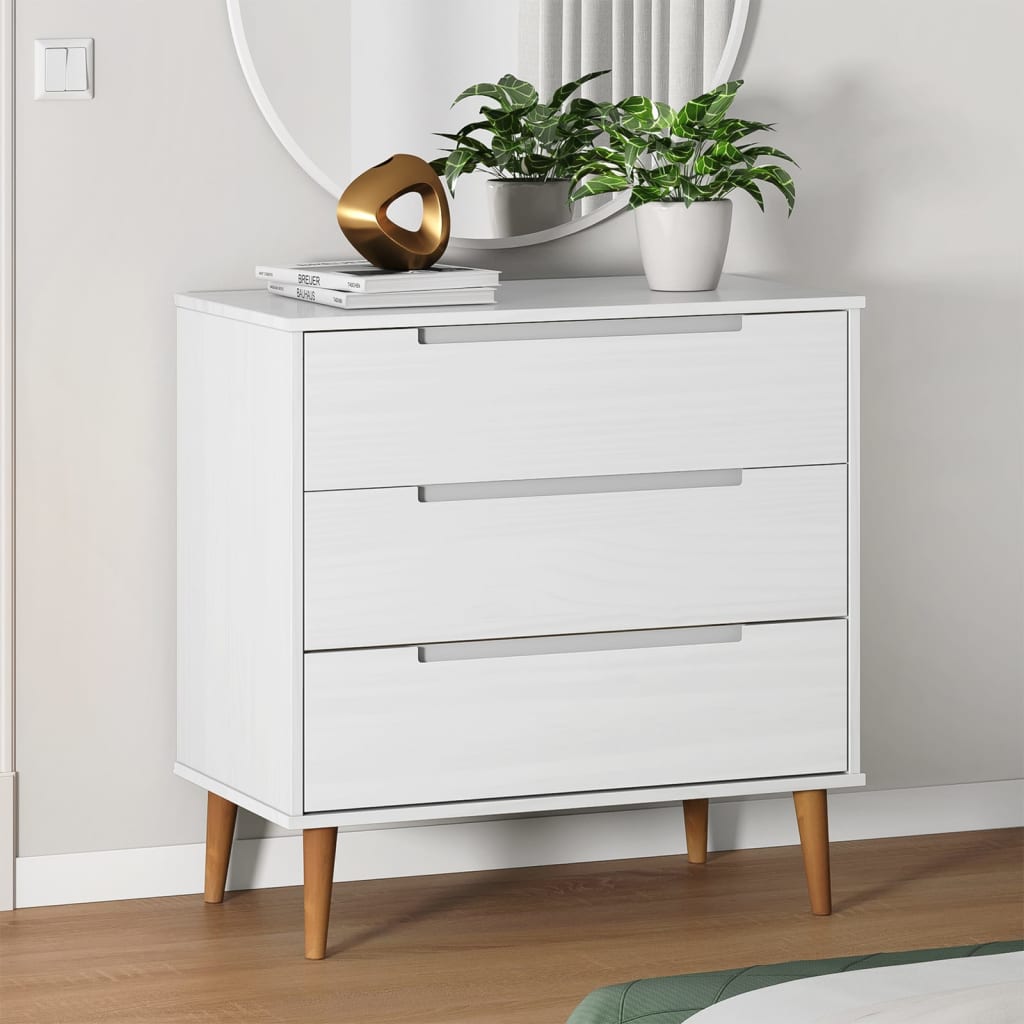 Armário de gavetas molde 80x40x80 cm pinho maciço branco