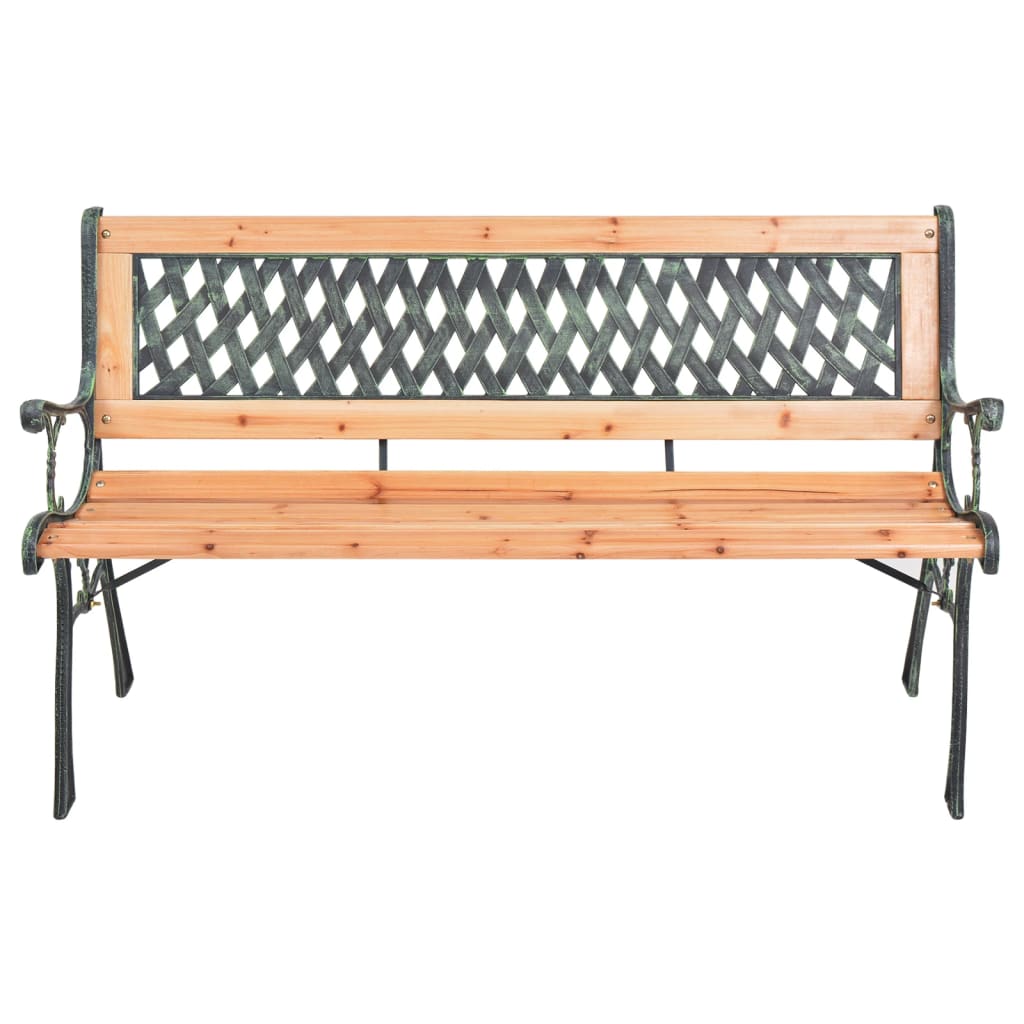 Banco de jardim 116 cm ferro fundido e madeira de abeto maciça