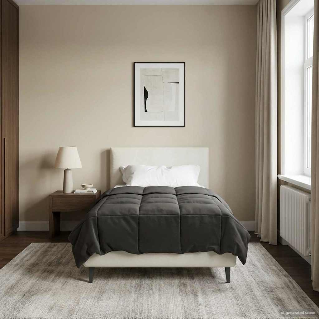 Duvet de ano inteiro antracite 155 x 200 cm microfibra