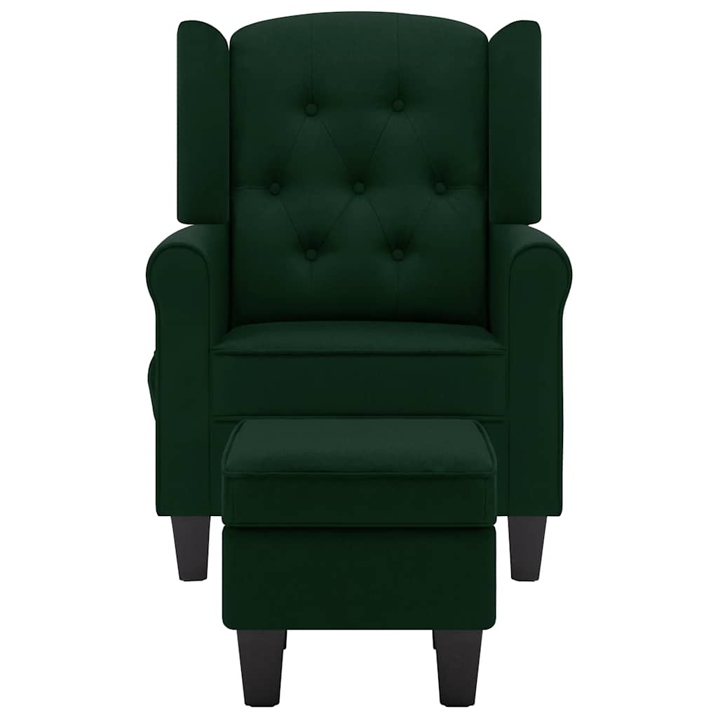 Poltrona de massagens com apoio de pés tecido verde-escuro