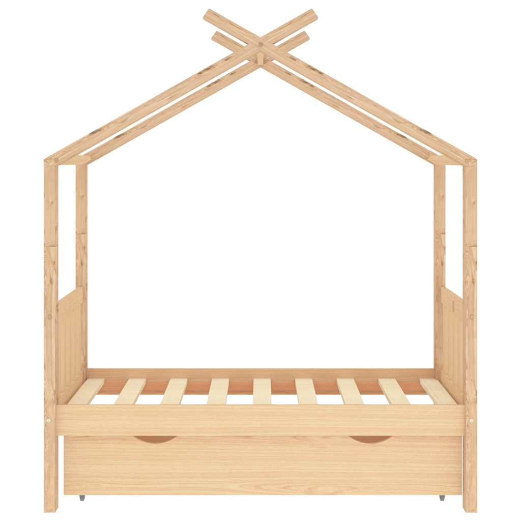 Estrutura de cama para criança c/ gaveta 70x140 cm pinho maciço