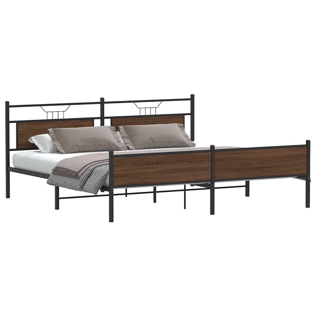 Estrutura cama sem colchão 200x200cm metal carvalho castanho