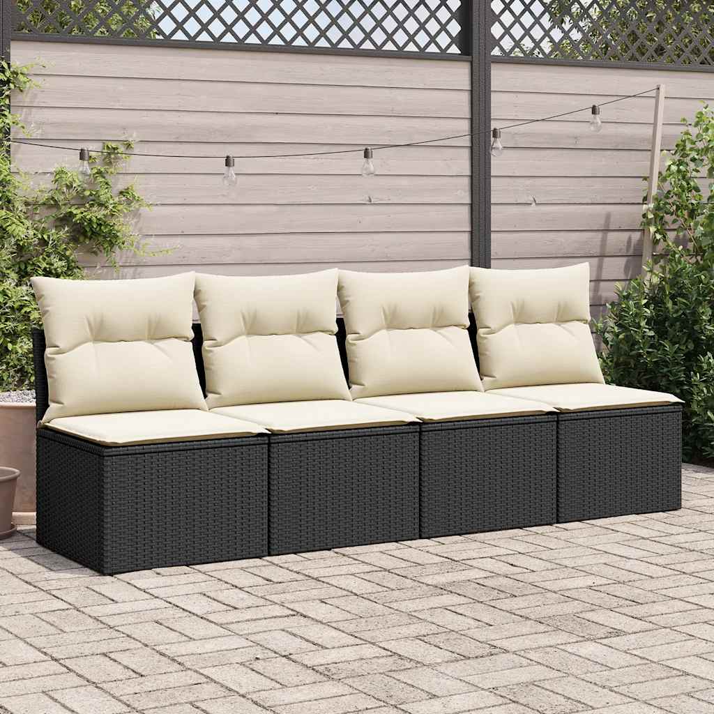 2 Pcs conjunto sofás jardim c/ almofadões vime PE/acácia preto