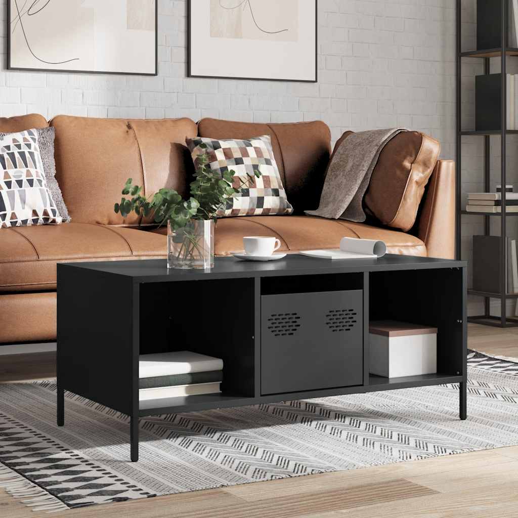 Mesa de centro 101,5x50x43,5 cm aço laminado a frio preto
