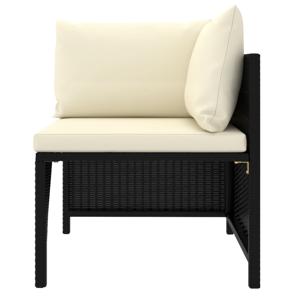 11 Pcs conjunto lounge de jardim c/ almofadões vime PE preto