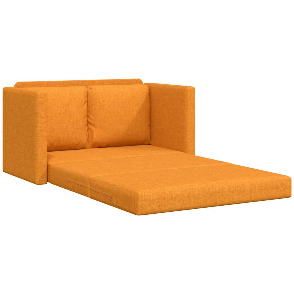 Sofá-cama sem pés 112x174x55 cm tecido amarelo-escuro