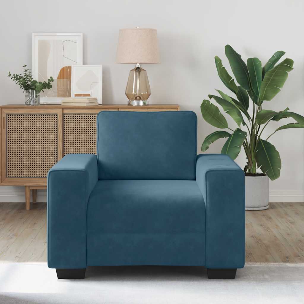 Poltrona 100x77x82 cm veludo azul