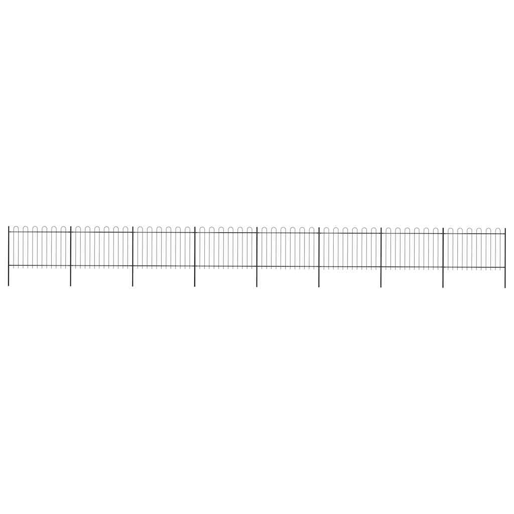 Cerca de jardim com arco superior em aço 1339 x 120 cm, preta