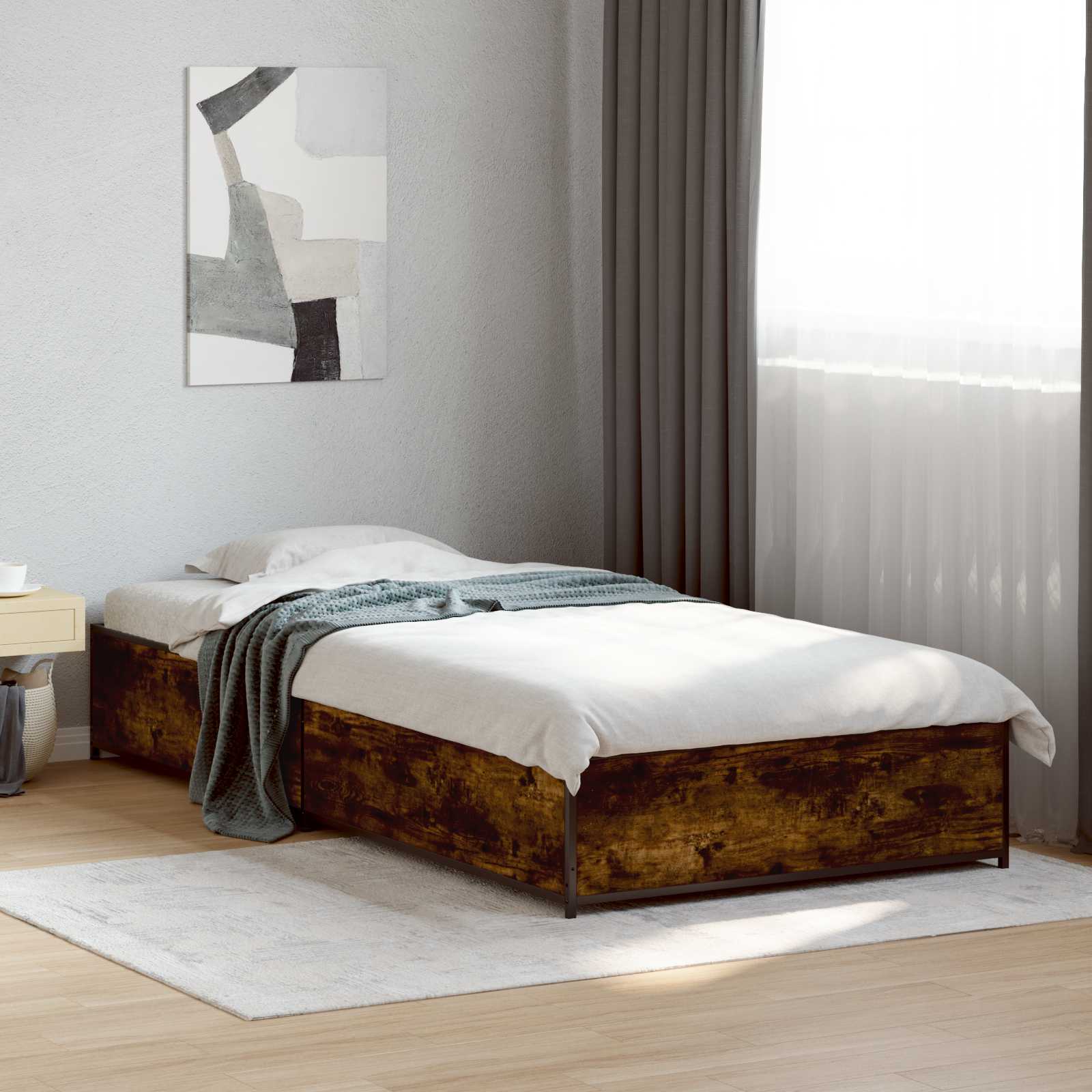 Estrutura da cama carvalho fumado 80 x 200 cm