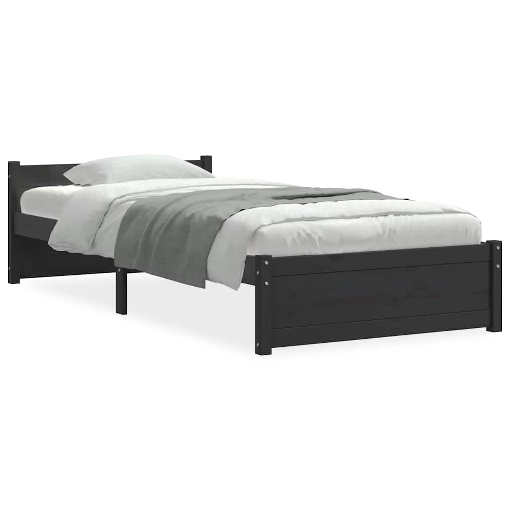 Estrutura de cama 90x200 cm madeira maciça preto