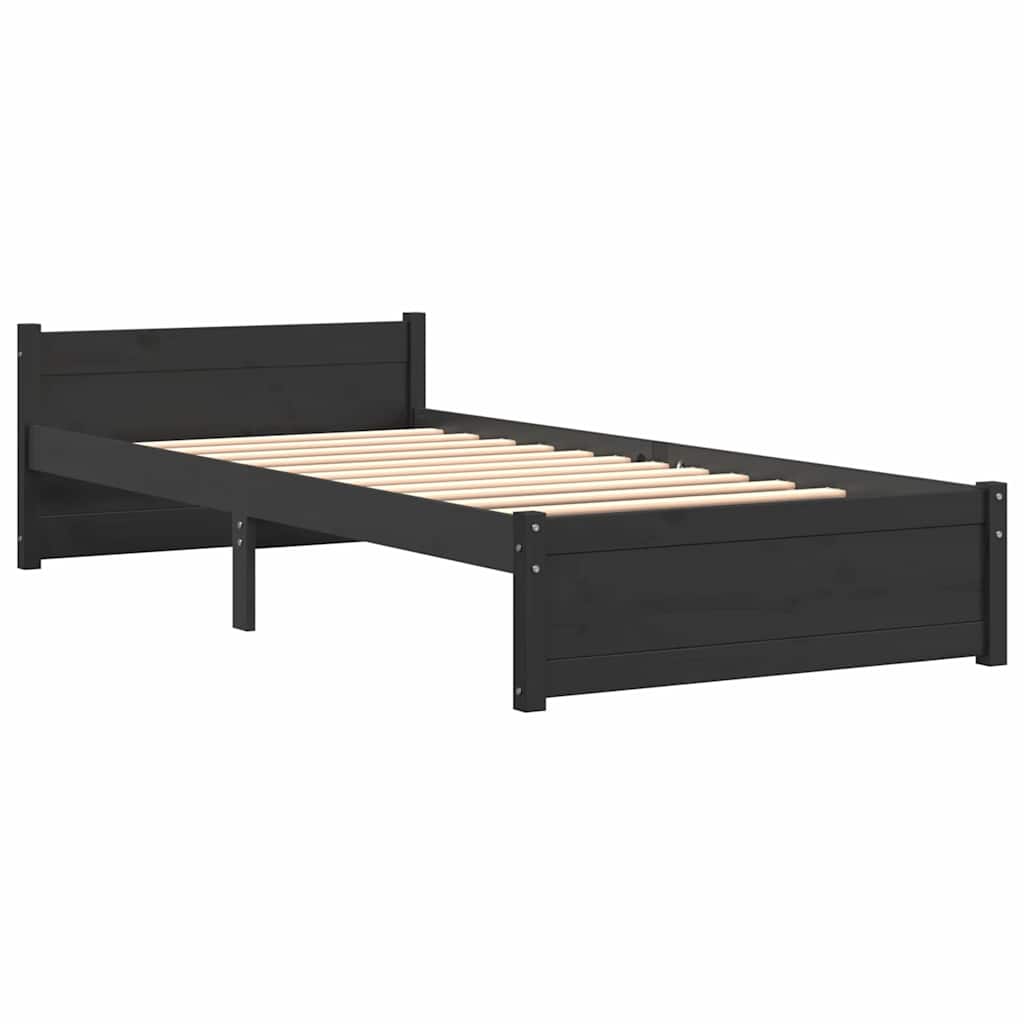Estrutura de cama 90x200 cm madeira maciça preto