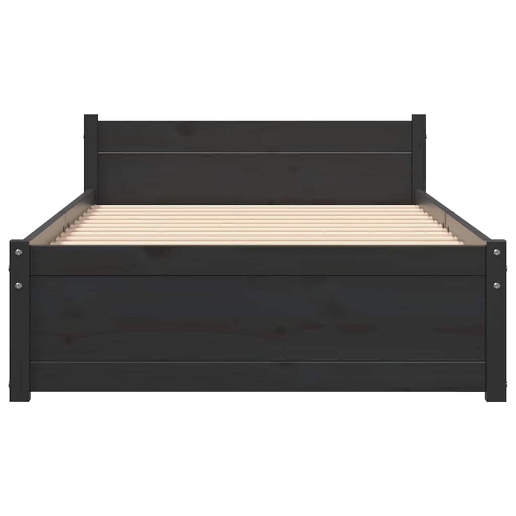 Estrutura de cama 90x200 cm madeira maciça preto