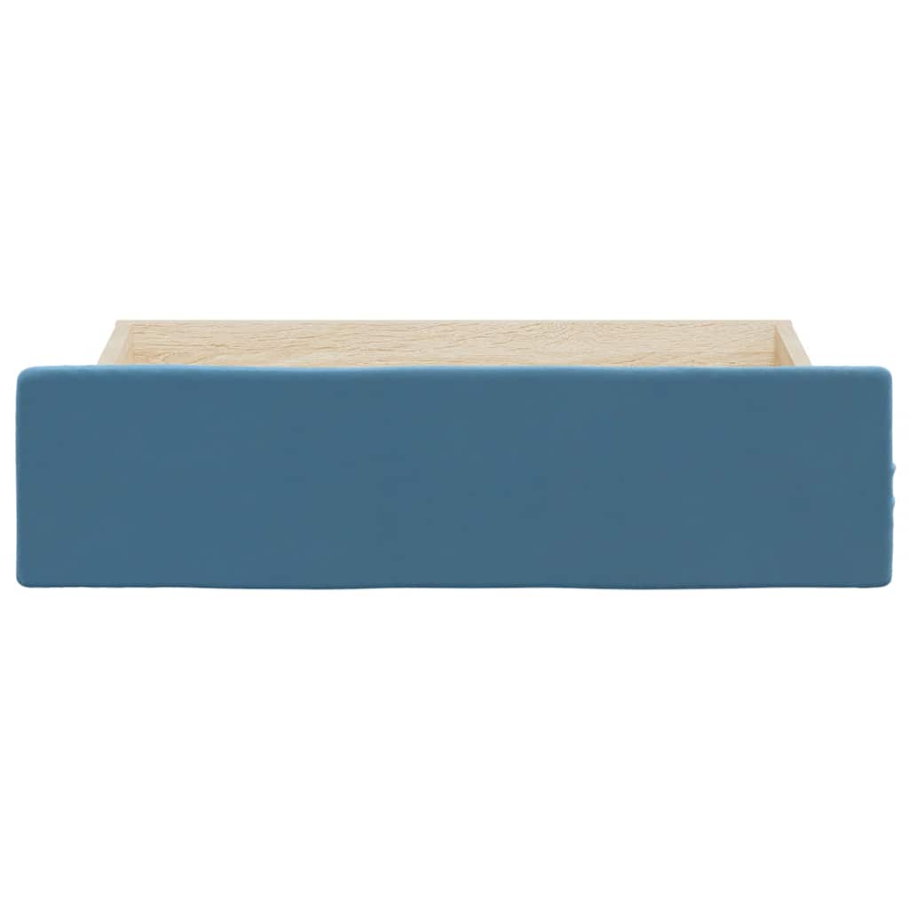 Gavetas de cama 2 pcs derivados de madeira e veludo azul