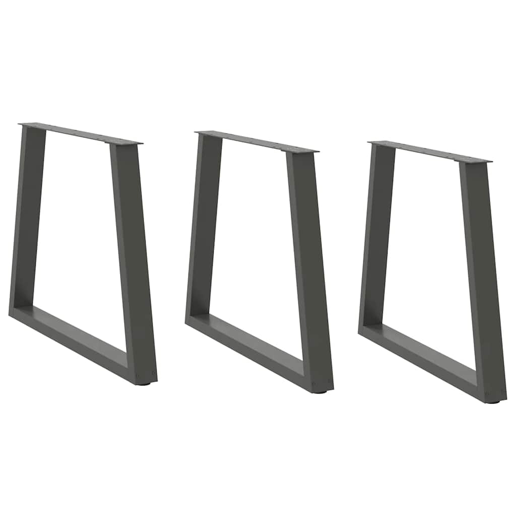 Pés para mesa de jantar em v, 3 peças, antracite, 70x(72-73,3) cm, aço