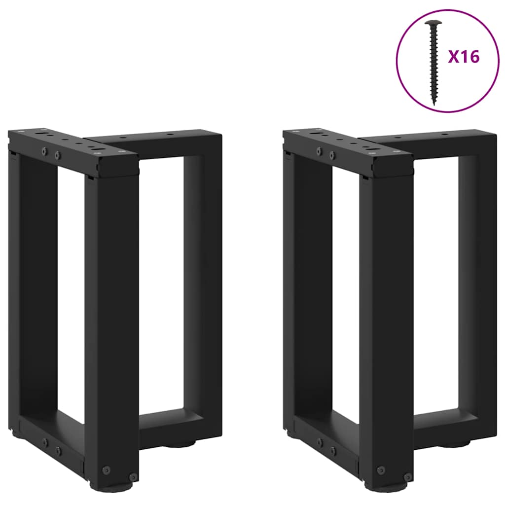Pés para mesa de centro em forma de t, 2 peças, preto, 38x25x(42-43) cm, aço