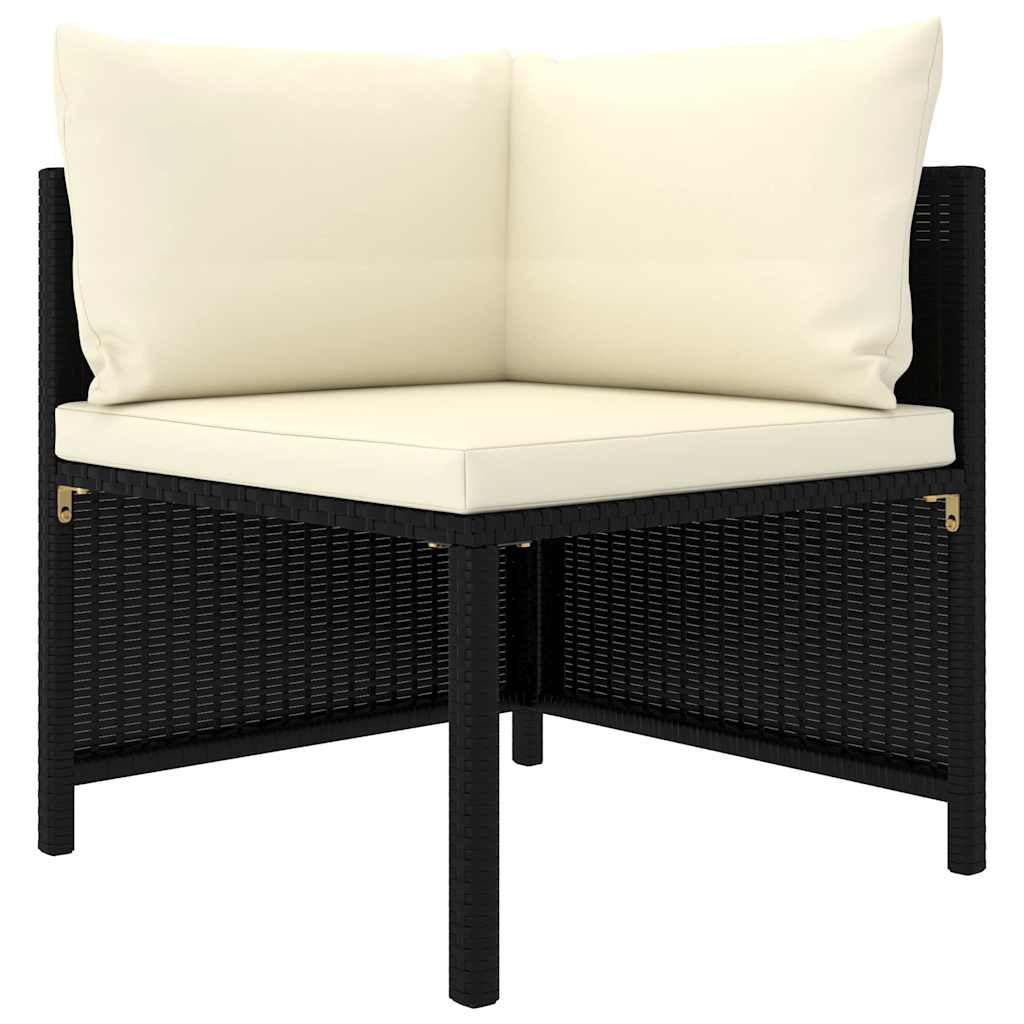 8 Pcs conjunto lounge de jardim c/ almofadões vime PE preto