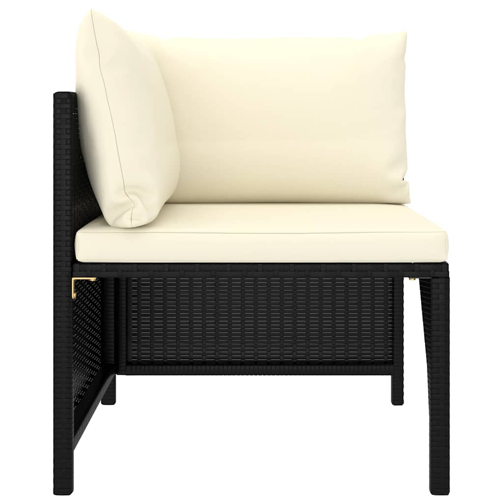 8 Pcs conjunto lounge de jardim c/ almofadões vime PE preto