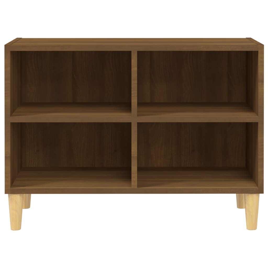 Móvel TV pernas madeira maciça 69,5x30x50 cm carvalho castanho