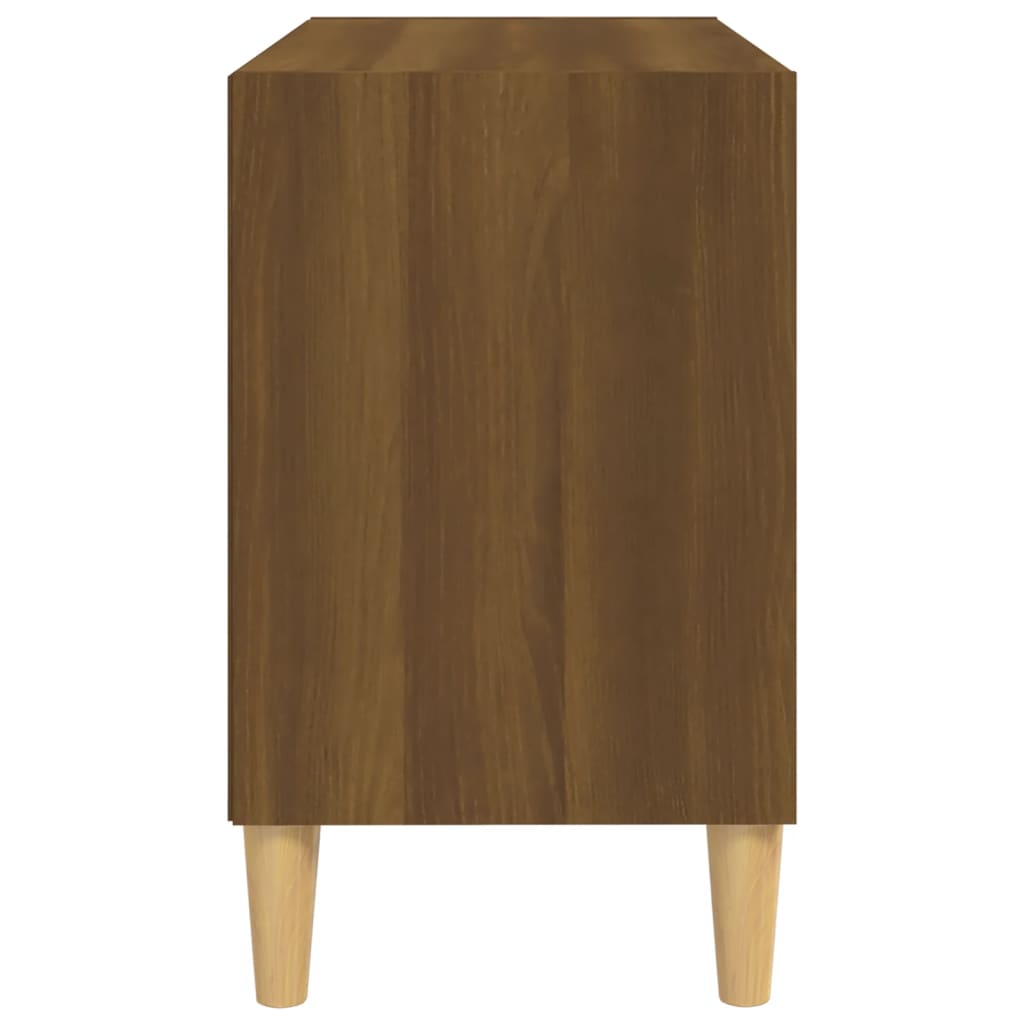Móvel TV pernas madeira maciça 69,5x30x50 cm carvalho castanho