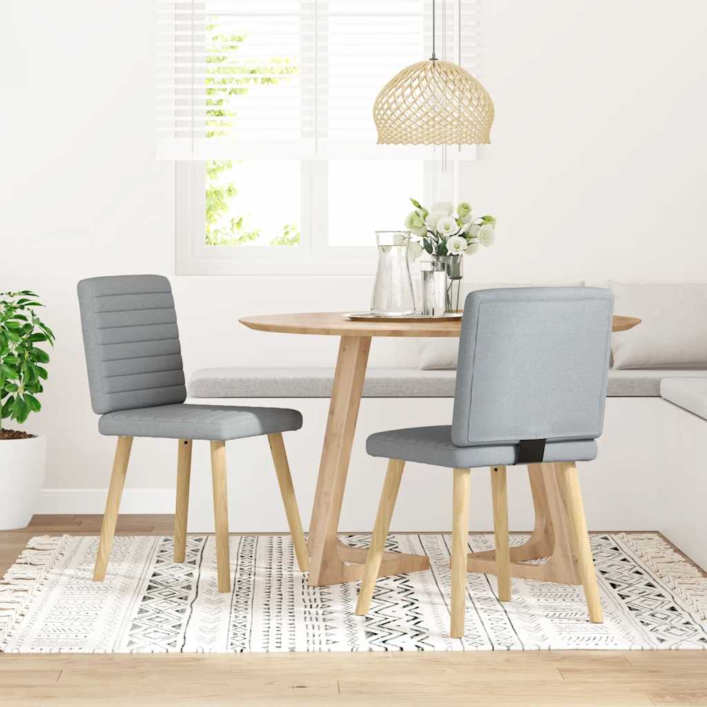 Cadeiras de jantar 2 pcs tecido cinzento-claro