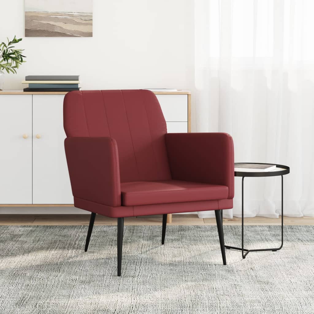 Cadeira c/ apoio braços 61x78x80 cm couro artif. vermelho tinto