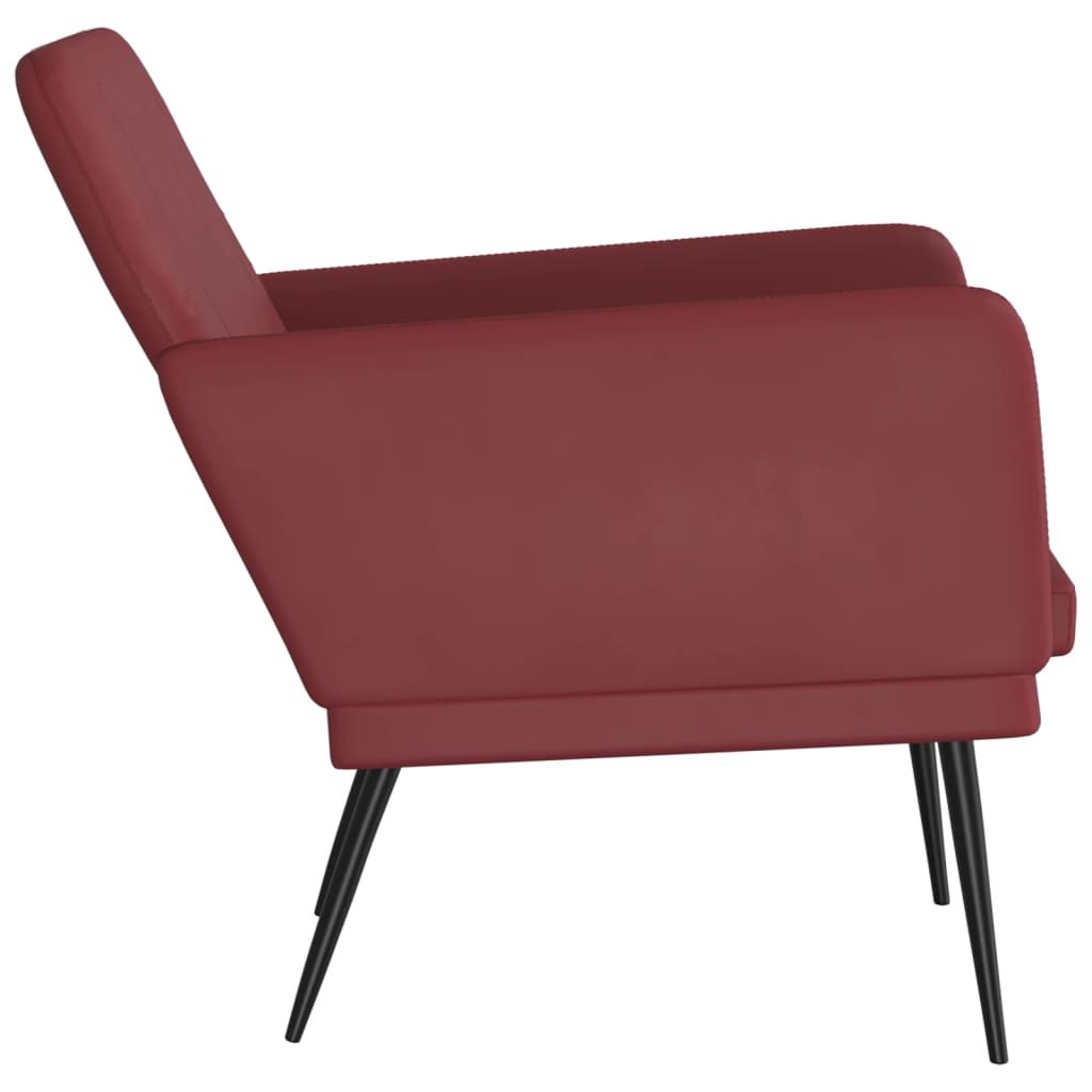 Cadeira c/ apoio braços 61x78x80 cm couro artif. vermelho tinto