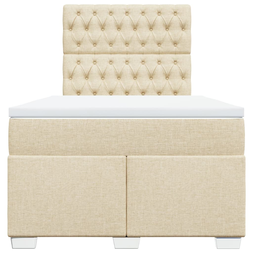 Cama boxspring com colchão 120x190 cm tecido cor creme