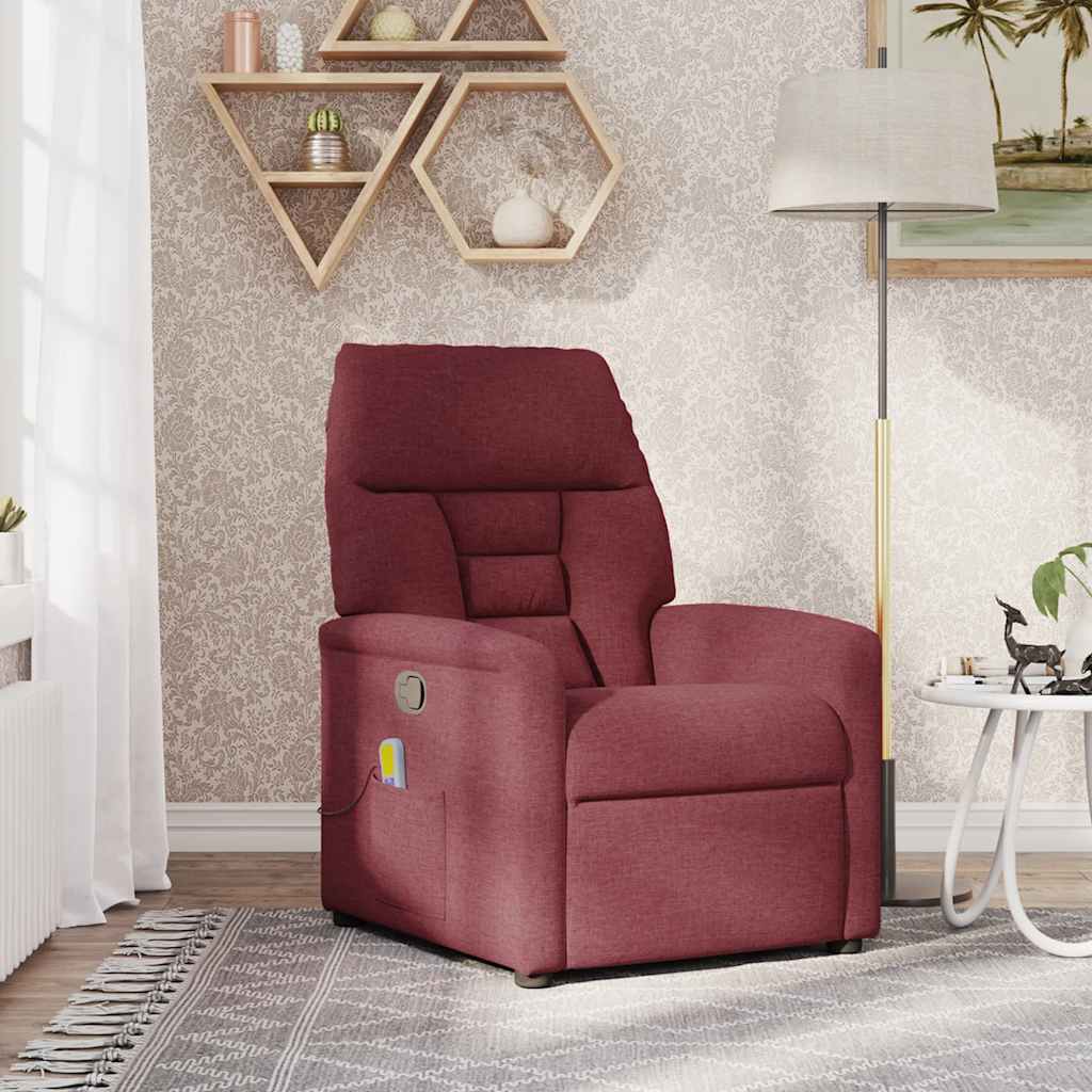 Poltrona de massagens reclinável tecido vermelho tinto