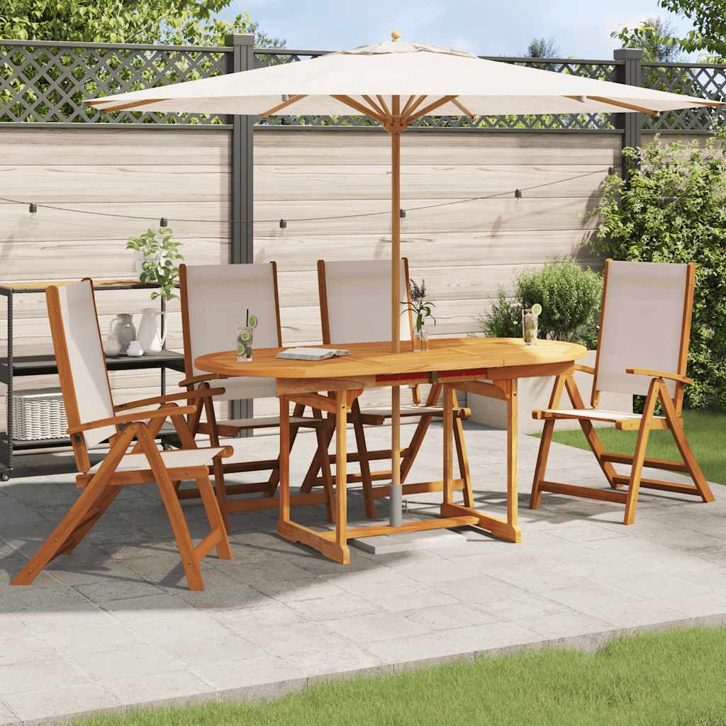 Cadeiras de jardim dobráveis 4 pcs acácia maciça e textilene