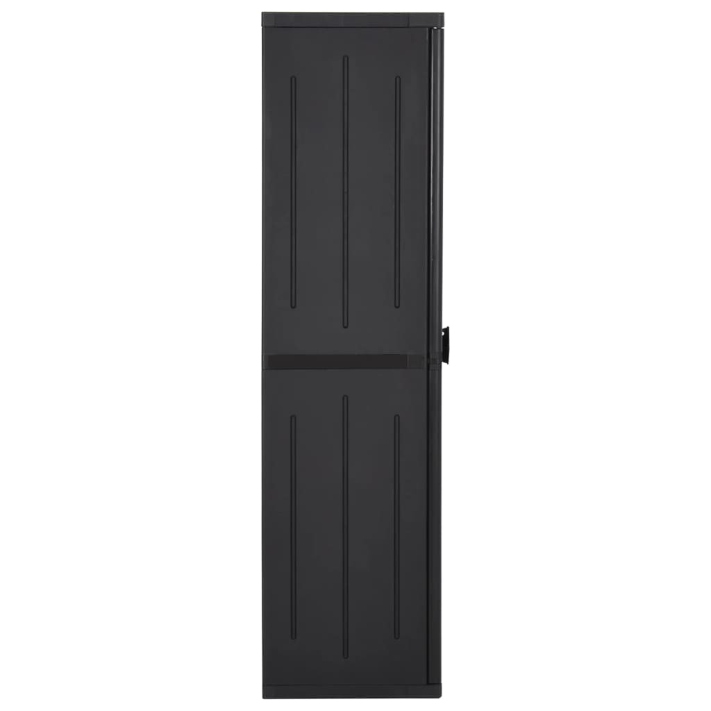 Armário de arrumação para jardim 65x45x172 cm vime PP preto