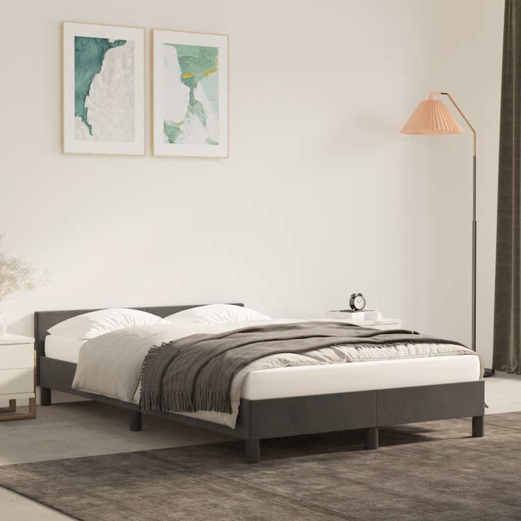 Estrutura de cama sem colchão 120x200 cm veludo cinzento-escuro